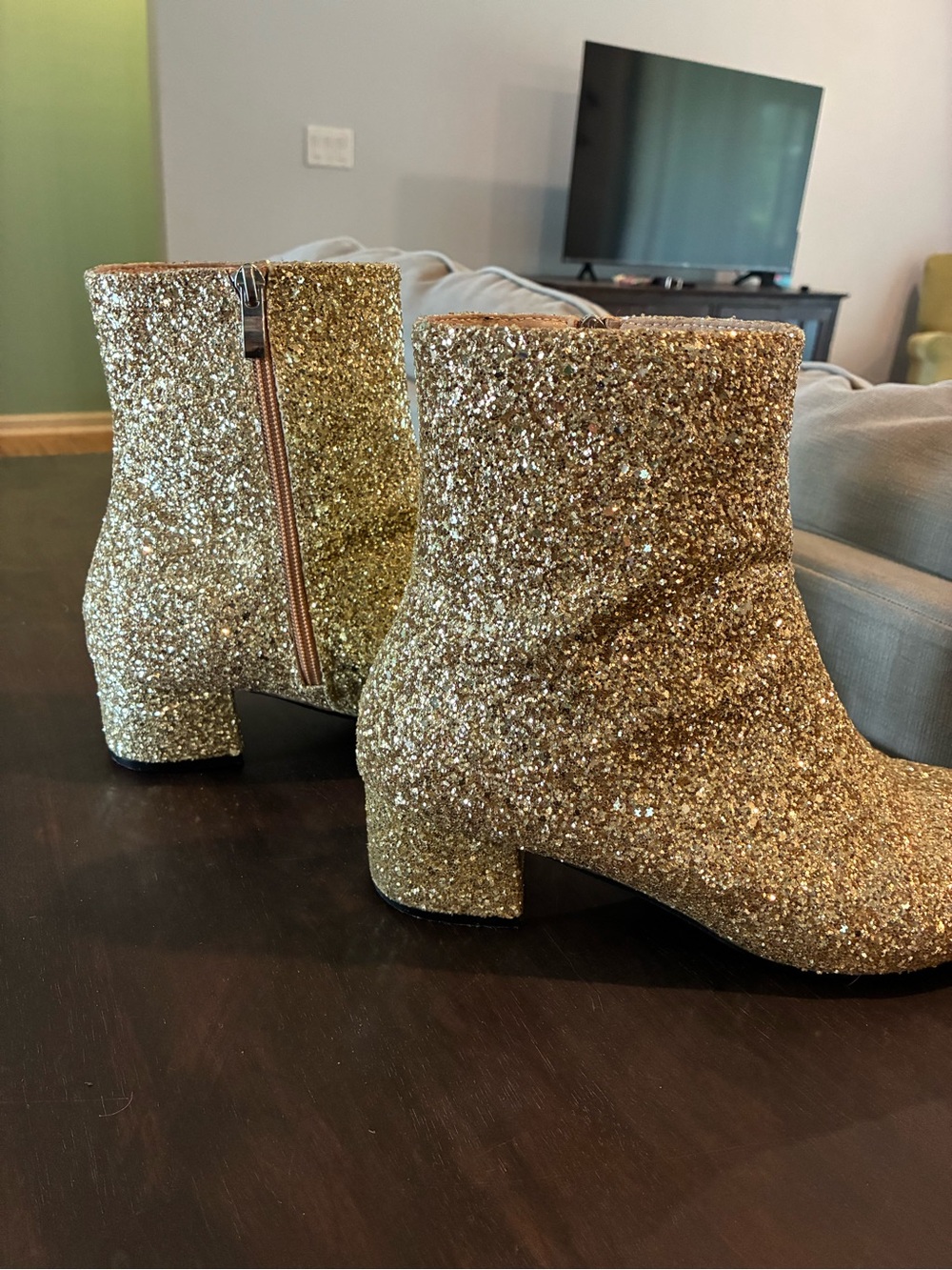SHEIN Gold Glitter Ankle Booties - Picture 6 of 7